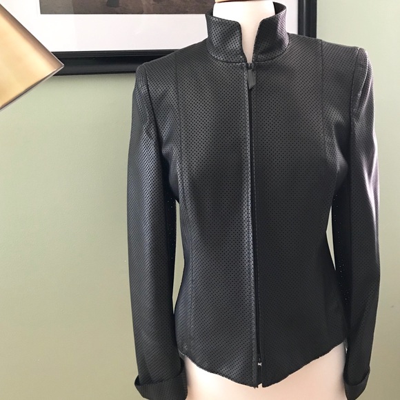 Akris Jackets & Blazers - ❤️SOLD❤️Akris Preforated Leather Jacket Sz 6 EUC